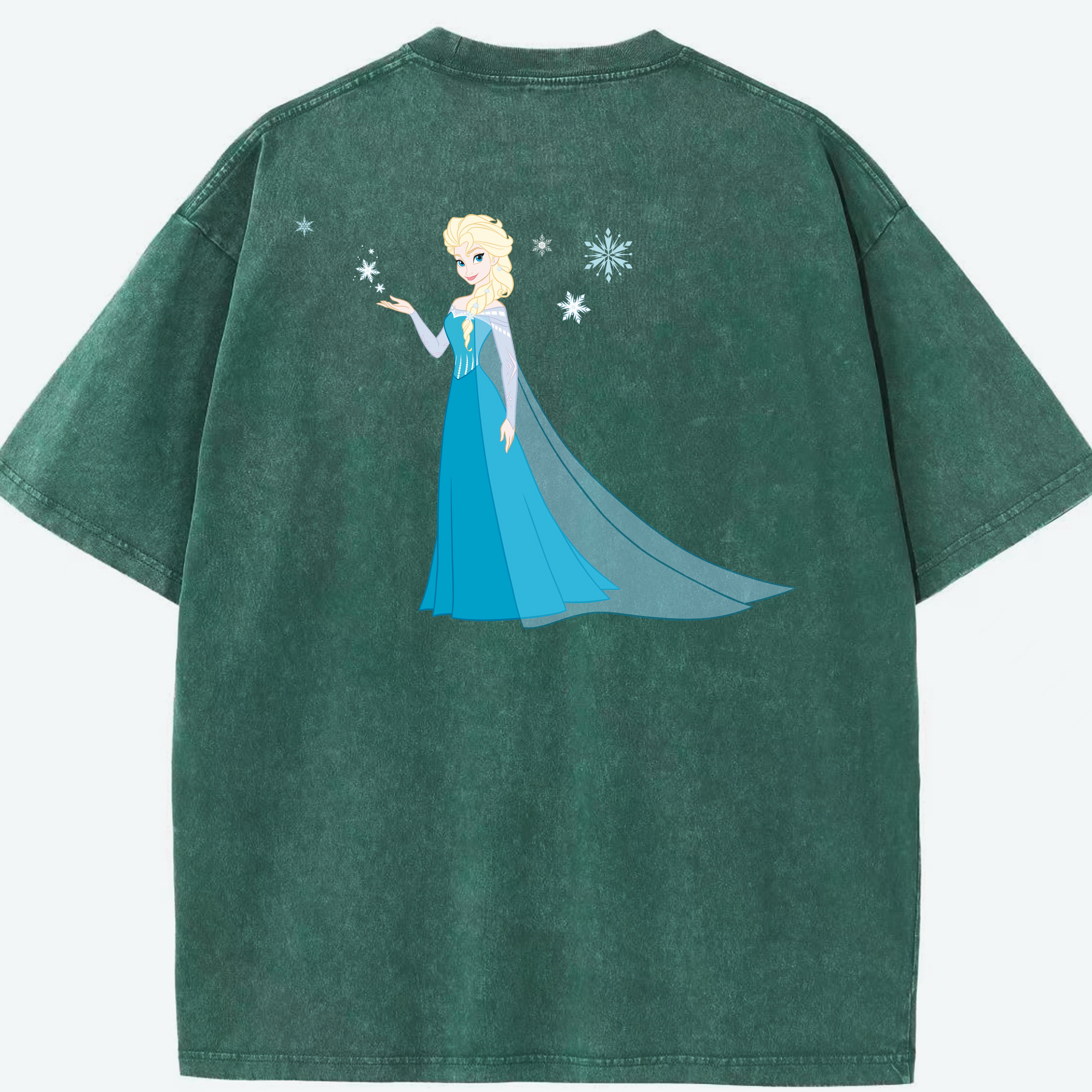 （画像用） アナと雪の女王 アンナ エルサ Frozen Anna Elsa 綿100% ヴィンテージ風 半袖Tシャツ（背面プリント）